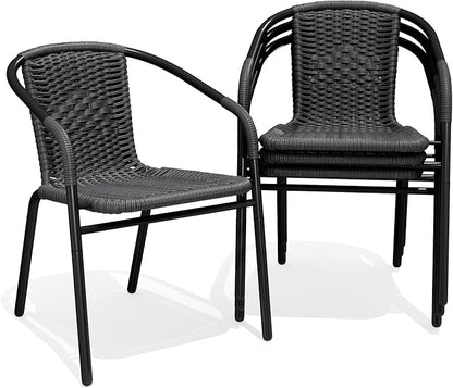 JEAREY Outdoor Patio Rattan Dining Chairs Set of 4, All Weather Stackable by JEAREYOutdoorsCollection