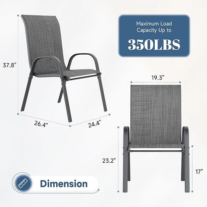 Amopatio Patio Chairs Set of 6, Outdoor Stackable Dining Chairs - Image 3