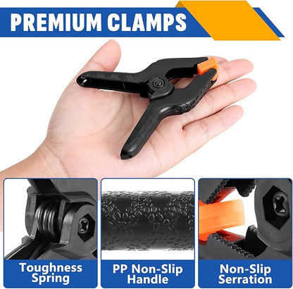 24 Pack 3.5 inch Plastic Spring Clamps, Black Heavy Duty Clips, Backdrop Clips, Plastic Clamps for Crafts, Backdrop Stand, Woodworking, Photography