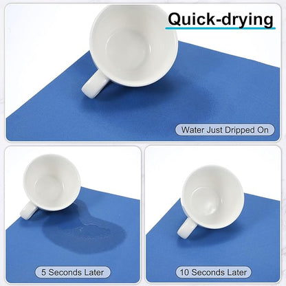 uxcell Silicone Mats for Kitchen Counter, 15.7" x 11.8" Non-Slip Countertop Protector Mat Heat Resistant Coffee Mat Waterproof Table Placemat, Blue