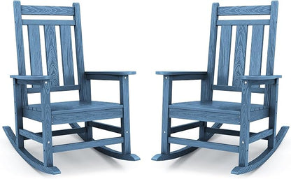 Oversized Outdoor Rocking Chair Set of 2, HDPE Patio Rockers by KINGYES