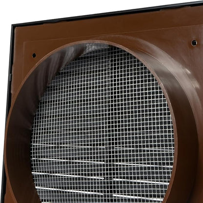 Black 6" Inch Ventilation Grille - Inside/Outside use - (Flange 5.9"Ø/Cover 8"x8") - Air Vent Louver - Exhaust Hood - Available 3 Sizes / 4 Colors.