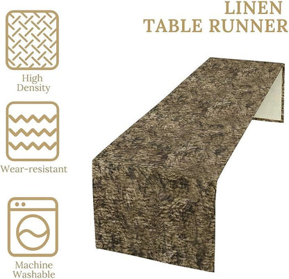 Forest Tree Bark Table Runner, Retro Camo Rustic Country Old Trunk Wood Table Runner for Home Kitchen Outdoor Party 13x70in