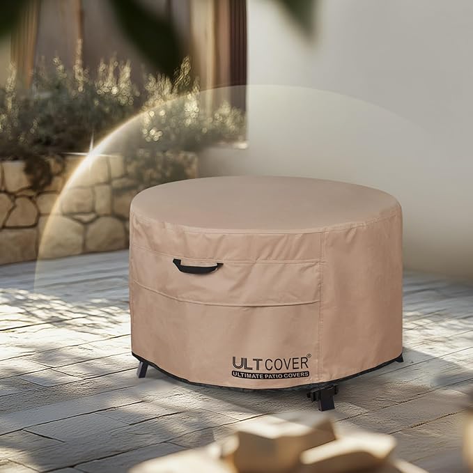 ULTCOVER Round Patio Fire Pit Table Cover 40 inch Outdoor Waterproof Fire Bowl Cover