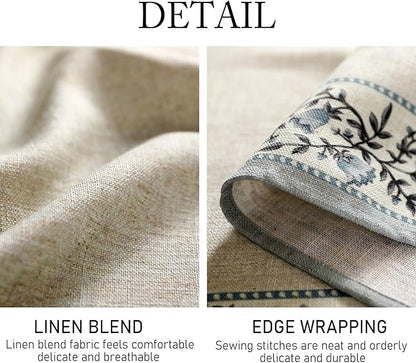 ISAENNE Designer Vintage Linen Elegant Long Tablecloth Rectangular,Chinoiserie Floral Table Cloth,Durable Decor Table Cover for Dining Thanksgiving Kitchen Christmas,63"*102"-Segerman B