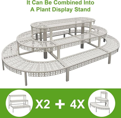 aboxoo 3-Tier Rectangular Metal Plant Stand, Ladder Flower Pot Rack | - Image 6