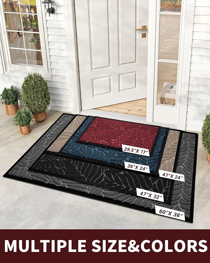 Yimobra 60x36 Large Door Mat Outdoor Indoor, All-Season Waterproof Door Mat Outside Entrance, All-Weather Non-Slip Outside Doormat for Garage Patio Entryway, Red