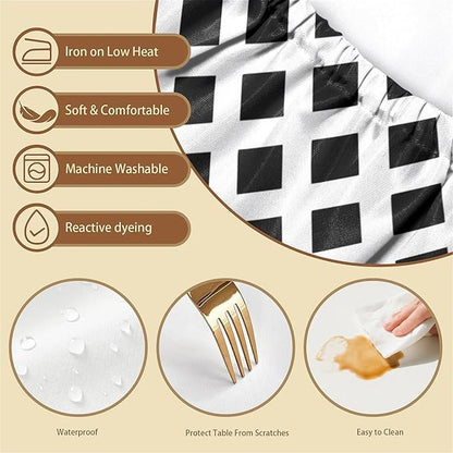Rectangle Table Cloth Cover Waterproof Elastic Fitted Polyester Fitted Tablecloths for 6 Foot Tables for Indoor,Picnic, Camping, Outdoor （72" x 30"，Diamond Geometry）