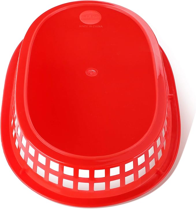 New Star Foodservice 44065 Fast Food Baskets, 10.5 x 7 Inch, Set of 12, Red