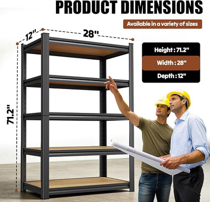 2-Pack 71.2''H Storage Shelves, Wood Garage Shelving, Adjustable Heavy Duty - Image 2