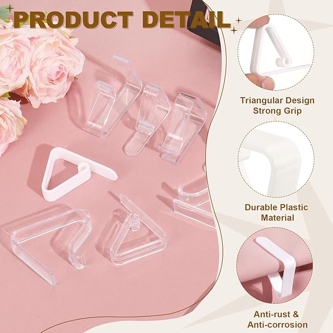 uxcell 48 Pack Plastic Tablecloth Clips, Table Cloth Cover Clamps Windproof Holder Clips 2.17" x 1.69" for Home Party Picnic Wedding Camping Dining Tables, White