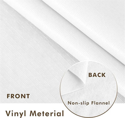 Nasitos 2 Pack White Table Cloths Rectangle for Parties 60x120 Inch - Waterproof Vinyl Table Cover, Flannel Backed Disposable for Events, Trade Show, Outdoor