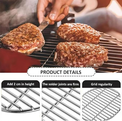 Grill Grates Replacement 13 Inch Heat-Resistant Stainless Steel Round Grill Grate, Portable Easy to Clean Baking Tray for Camping, Picnic, Garden