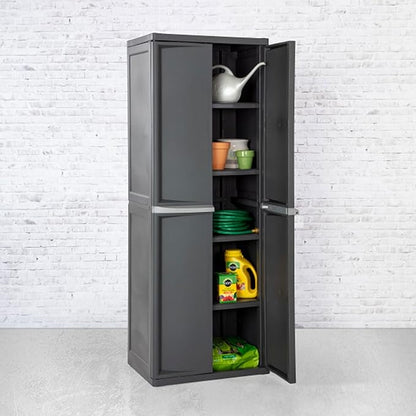 Sterilite 4 Shelf Cabinet, Lockable Utility Storage, Laundry Room or Mudroom - Image 5