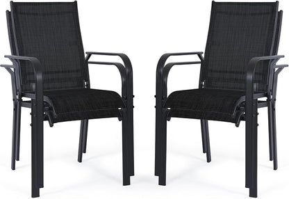 Patio Chairs Set of 4, Stackable Outdoor Dining Chairs, All Weather Breathable by WENTUM