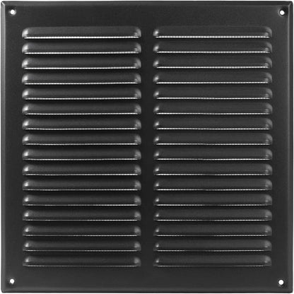 Square Ventilation Grille / 10" x 10" Inch Inside Measurement/Black Metal Air Vent Louver - Inside/Outside use / 11.6" x 11.6" Inch Outer Measurement