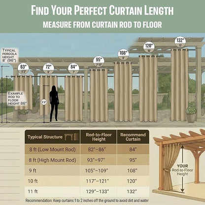 Waterproof Outdoor Curtain W84 x L120 - Image 3