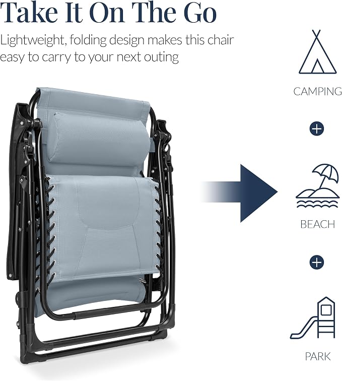 Best Choice Products Oversized Padded Zero Gravity Chair, Folding Outdoor Patio - Image 5