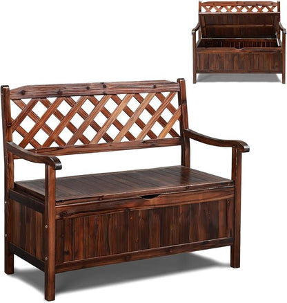VINGLI Outdoor Storage Bench, Large Wood Deck Box by VINGLI