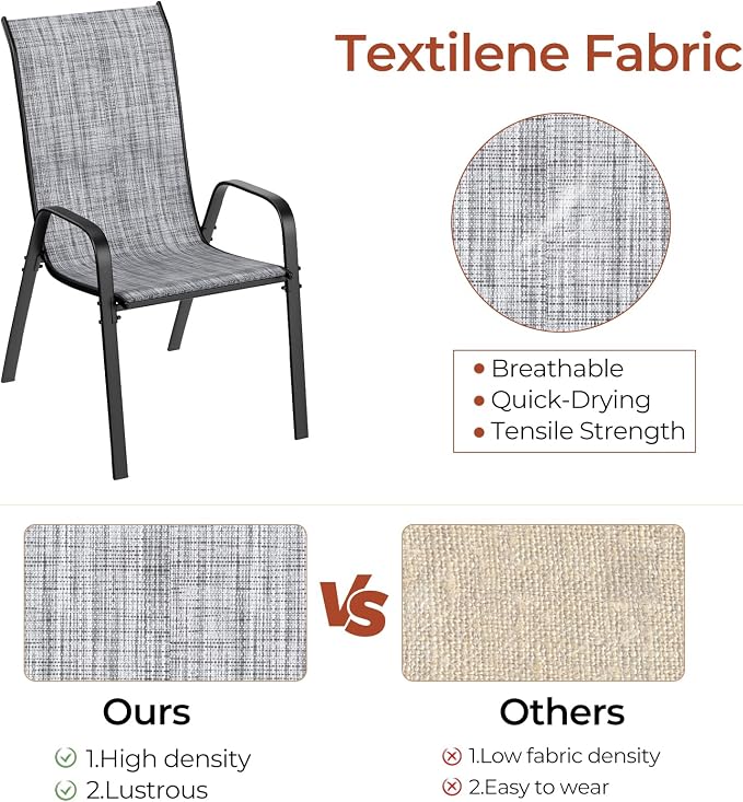 TLSUNNY Patio Chair, Outdoor Stackable Textilene Chairs Set of 8, - Image 5