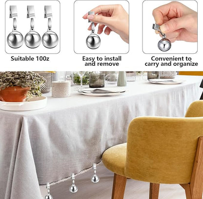 12 Pcs Heavy Duty Tablecloth Weights Stainless Steel Weight Clip Down for Outdoor Curtains Garden Flag Shower Curtain Tablecloth Pergola Patio Picnic Family Dinner Party