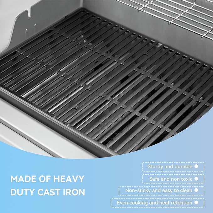 17.5 Inch 7637 Cooking Grates for Weber Spirit & Spirit II 200 Series Spirit E210 Spirit E220 Spirit S210 S220 with Front Control, Cast Iron Grates Replacement Parts for Weber Spirit 2 Burner E-210