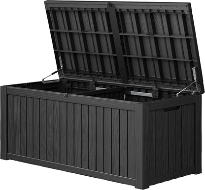 Outdoor Storage Box, 200 Gallon Resin Deck Boxes Outdoor Waterproof by WTFGO