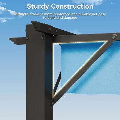 Aoxun 10'x12' Outdoor Retractable Pergola, Heavy Duty Metal Frame Pergola - Image 4