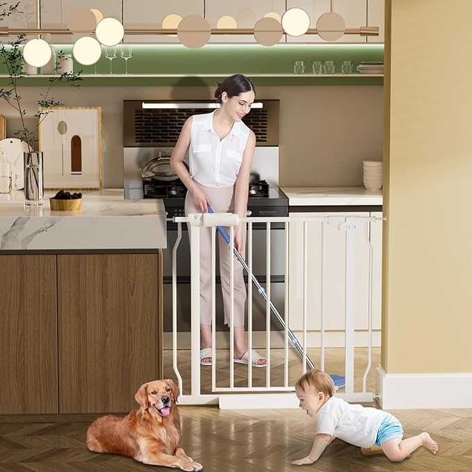 HOOEN Extra Wide Baby Gates 48-53 Inch Indoor Child Gate for Kid or Pet Dogs Walk Through Pressure Mounted Baby Gate for Doorway Stairs Living Room