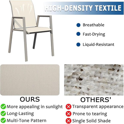 Outdoor Patio Chairs Set of 2, Ivory Beige Stackable Outdoor Chairs, - Image 4