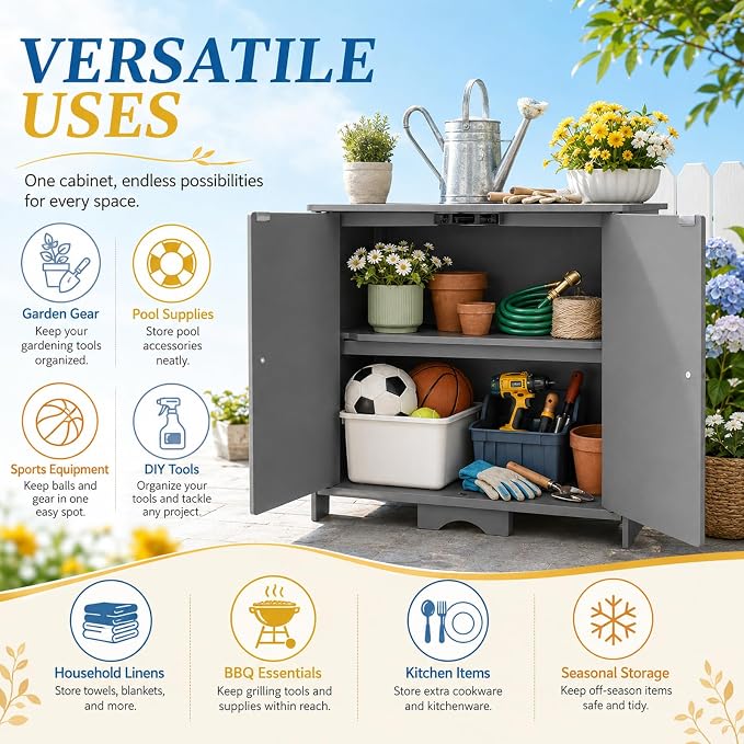 VINGLI 48 Gallon Outdoor Storage Cabinet Waterproof, Compact Weather Resistant - Image 5