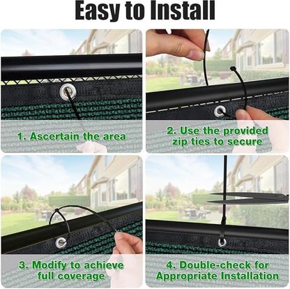 LITA 4' x 87' Garden Privacy Fence Screen Cover (HDPE) UV Protection Weather-Resistant Heavy Duty Shade Cover for Deck, Patio, Backyard, Outdoor Pool, Porch, Railing, Dark Green, Customizable