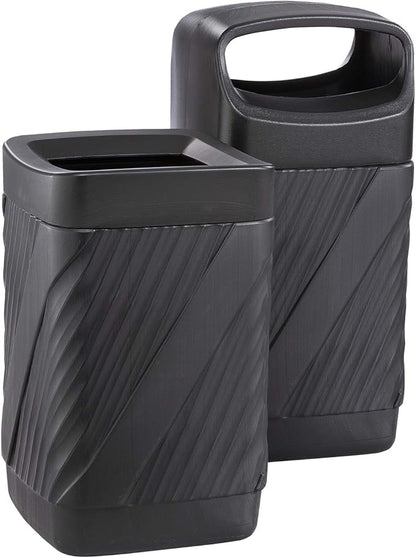 Safco Twist Trash Can, 32 Gallons, Indoor and Outdoor Use, Durable & Weather-Resistant Commercial Garbage Can, Black