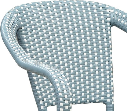 PURPLE LEAF 11 Pieces Outdoor Dining Set Patio Furniture Set with Large Aluminum Table and French Wicker Chairs for Garden Backyard Light Blue Patio Dining Set