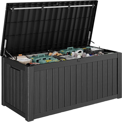 Outdoor Storage Box, 155 Gallon Large Outdoor Resin Deck Box, Storage by KAMABOKO