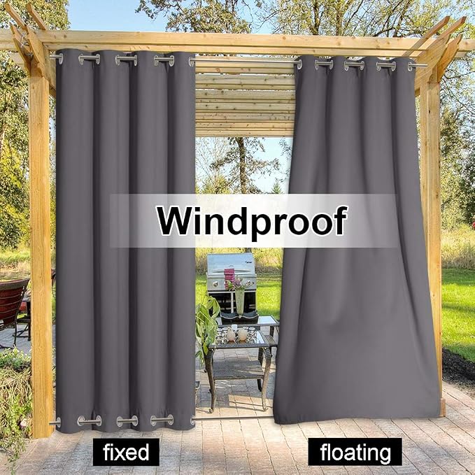 NICETOWN Weighted Outdoor Patio Curtain & Drape Waterproof 84 Long, Top and - Image 5