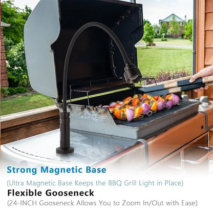 (Improved) NextLED NT-7728 Heavy Duty Magnetic Grill Lights for Outdoor Grill, 24 Inch Gooseneck with Magnetic Base, Warm Light, Heat & Water Resistant, BBQ Light, BBQ Grill Accessories
