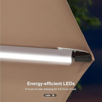 PURPLE LEAF Cantilever Umbrella 13ft Solar LED Light Double Top, Support to - Image 4