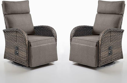 Swivel Outdoor Recliner Chair Set of 2 by Belord