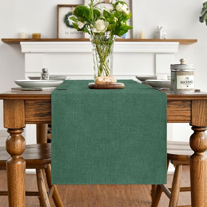 Artoid Mode Forest Green Table Runner, Seasonal Christmas Spring Washable Kitchen Dining Table Decoration for Home Party Decor 13x48 Inch