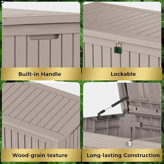 Outdoor Storage Box, 180 Gallon Waterproof Deck Box, Piston-Lift Tall Standing - Image 6