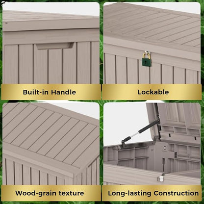 Outdoor Storage Box, 180 Gallon Waterproof Deck Box, Piston-Lift Tall Standing - Image 6