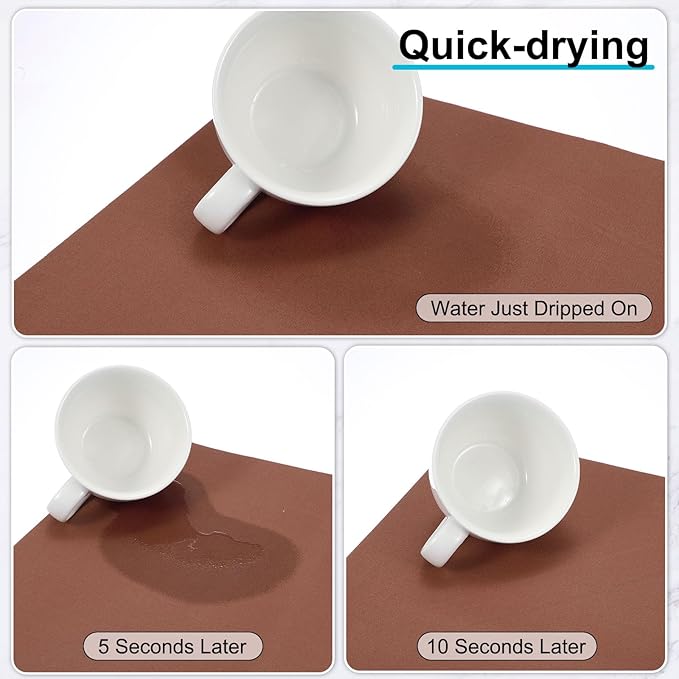 uxcell Silicone Mats for Kitchen Counter, 15.7" x 11.8" Non-Slip Countertop Protector Mat Heat Resistant Coffee Mat Waterproof Table Placemat, Brown