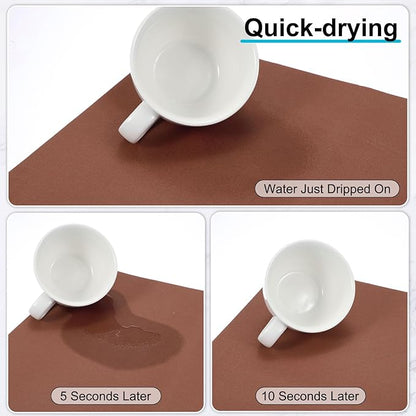 uxcell Silicone Mats for Kitchen Counter, 15.7" x 11.8" Non-Slip Countertop Protector Mat Heat Resistant Coffee Mat Waterproof Table Placemat, Brown