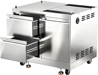 BODEGA Outdoor Kitchen Cabinets for Built-in BBQ Grill with 2 Drawers and Propane Tank Storage, Stainless Steel Outdoor Kitchen Drawer Suitable for 30 Inch Propane Grills.