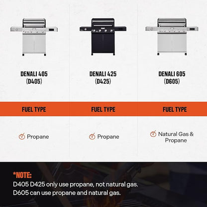 Monument Grills 6+1 Convertible Natural Gas Smart bbq Grill, 6 Burners & 1 Side Burner Stainless Steel Denali 605 with Smart Technology, Knob Controls (Without Conversion Kit)