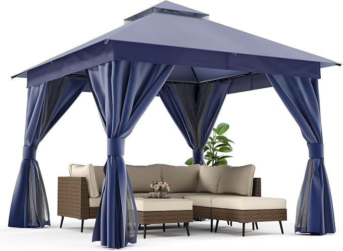 10'x10' Outdoor Gazebo, Metal Frame Heavy Duty Patio Canopy Tent Shelter - Image 4