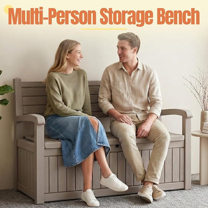 Storage Bench Outdoor Deck Box, Lockable Patio Furniture Grey | Waterproof & UV - Image 6