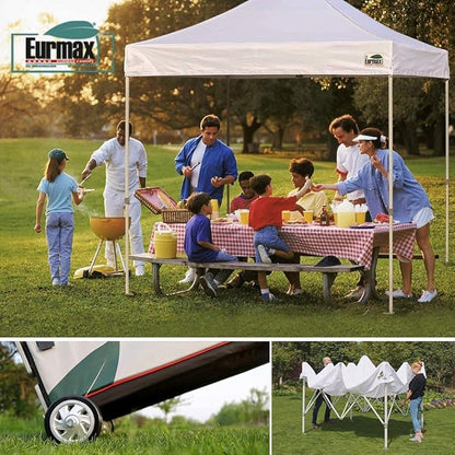 Eurmax USA 8'x12' Pop Up Canopy Tent Commercial Instant Canopies with Heavy Duty Roller Bag,Bonus 4 Sand Weights Bags (Burgundy)