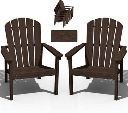 Stackable Adirondack Chairs Set of 2, Compact HDPE, Coffee | 26.3" Wide HDPE by nevilywood
